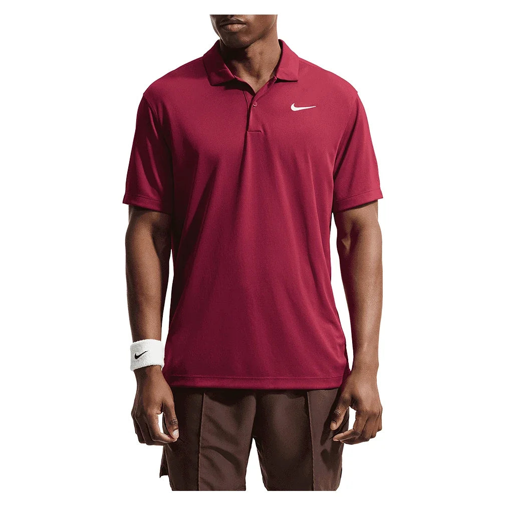 Men's Court Dri-FIT Solid Tennis Polo,Apparel,Nike,677 Team Red/White,XS,Tennis Express,DH0857-677