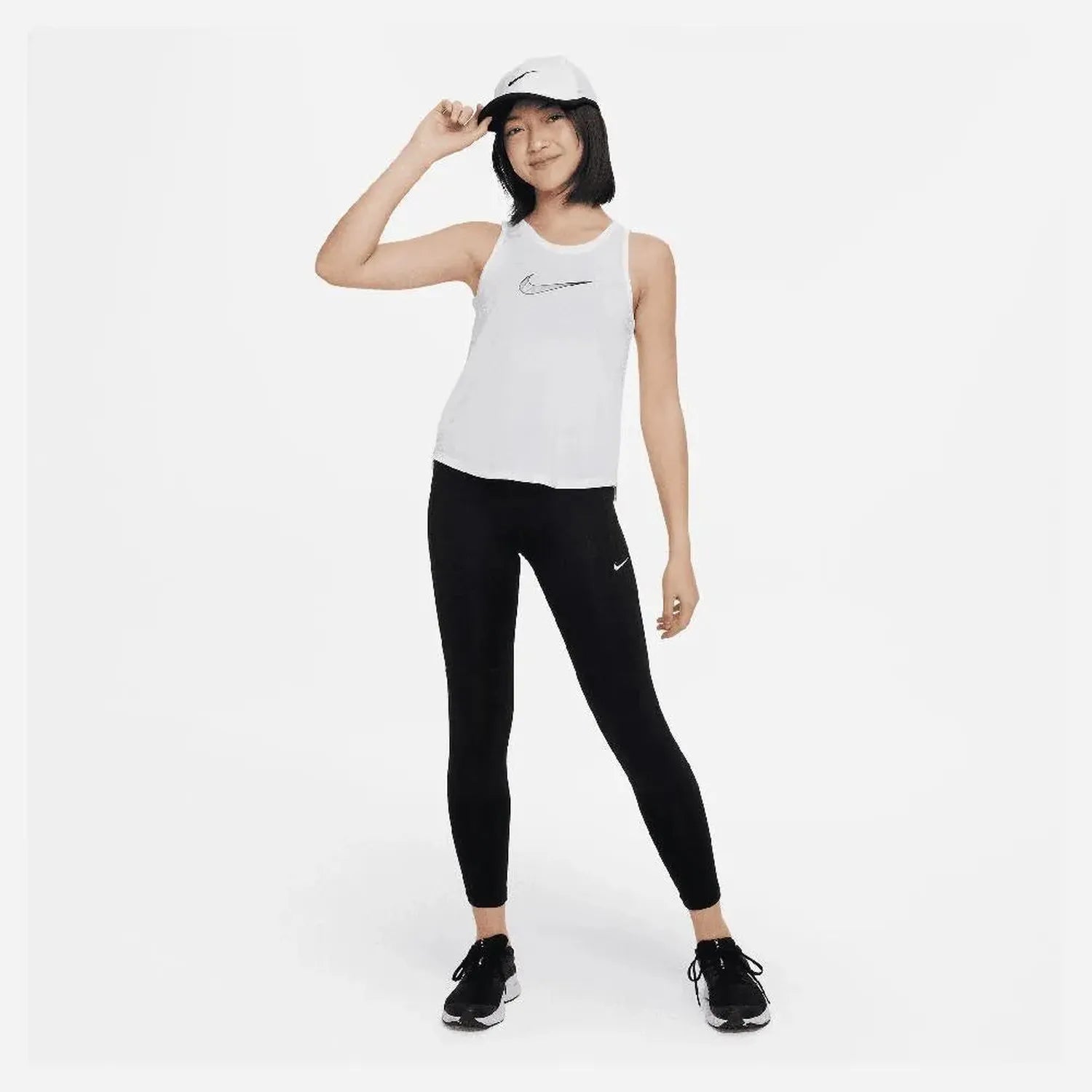 Girls' Dri-FIT One Training Tank White and Black-Apparel-Nike-DH5215-100-2-Tennis Express