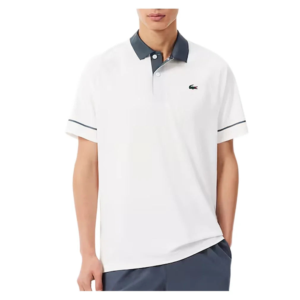 Men's Novak Djokovic Tennis Polo,Apparel,Lacoste,ZA5 Flour/Urban,S,Tennis Express,DH6809-BF26-ZA5