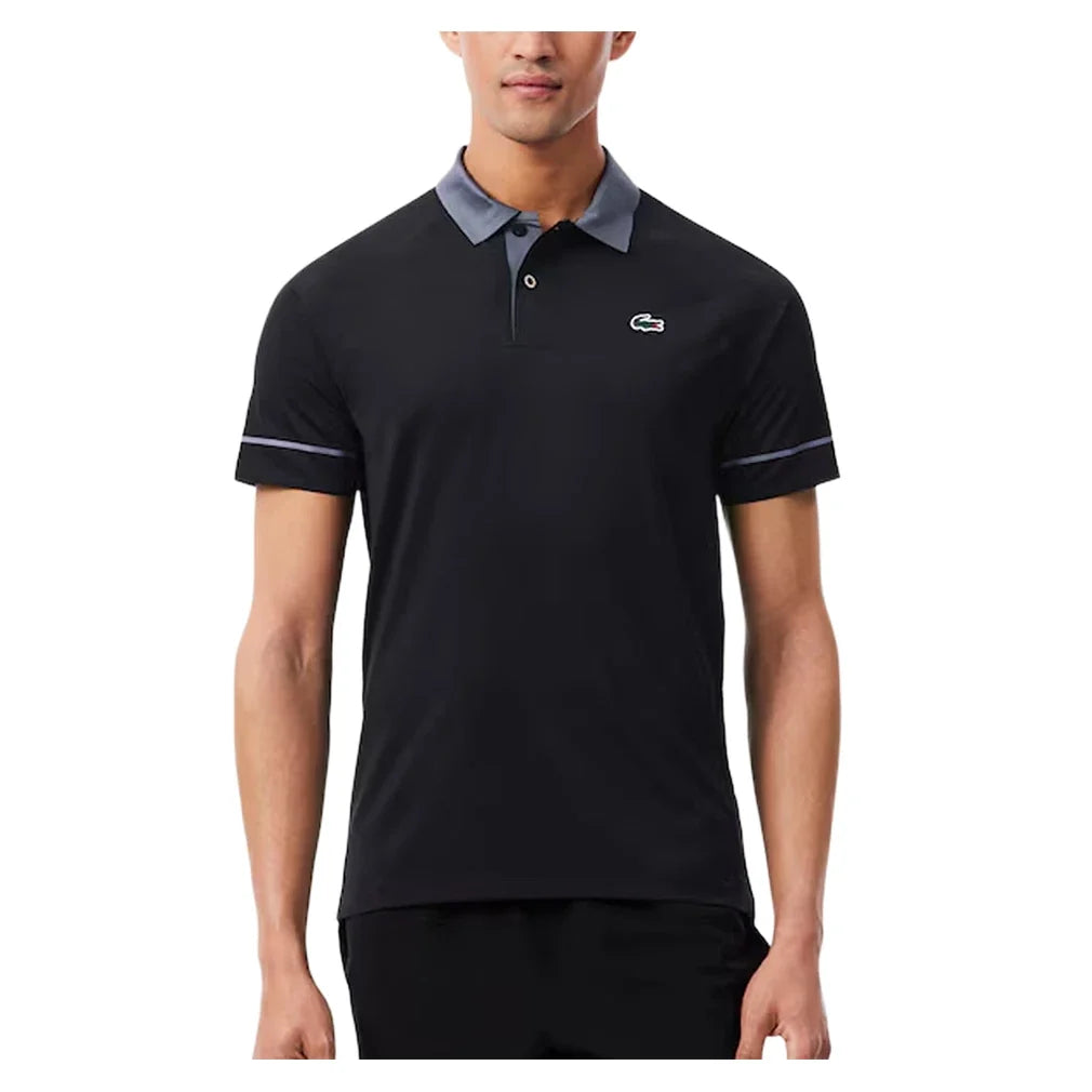 Men's Novak Djokovic Tennis Polo,Apparel,Lacoste,ZDQ Black/Urban,S,Tennis Express,DH6809-BF26-ZDQ