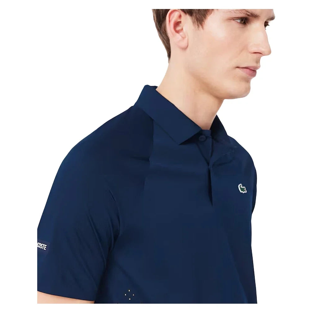 Men's Novak Djokovic On-Court Tennis Polo Navy-Apparel-Lacoste-DH9986-16-1-Tennis Express