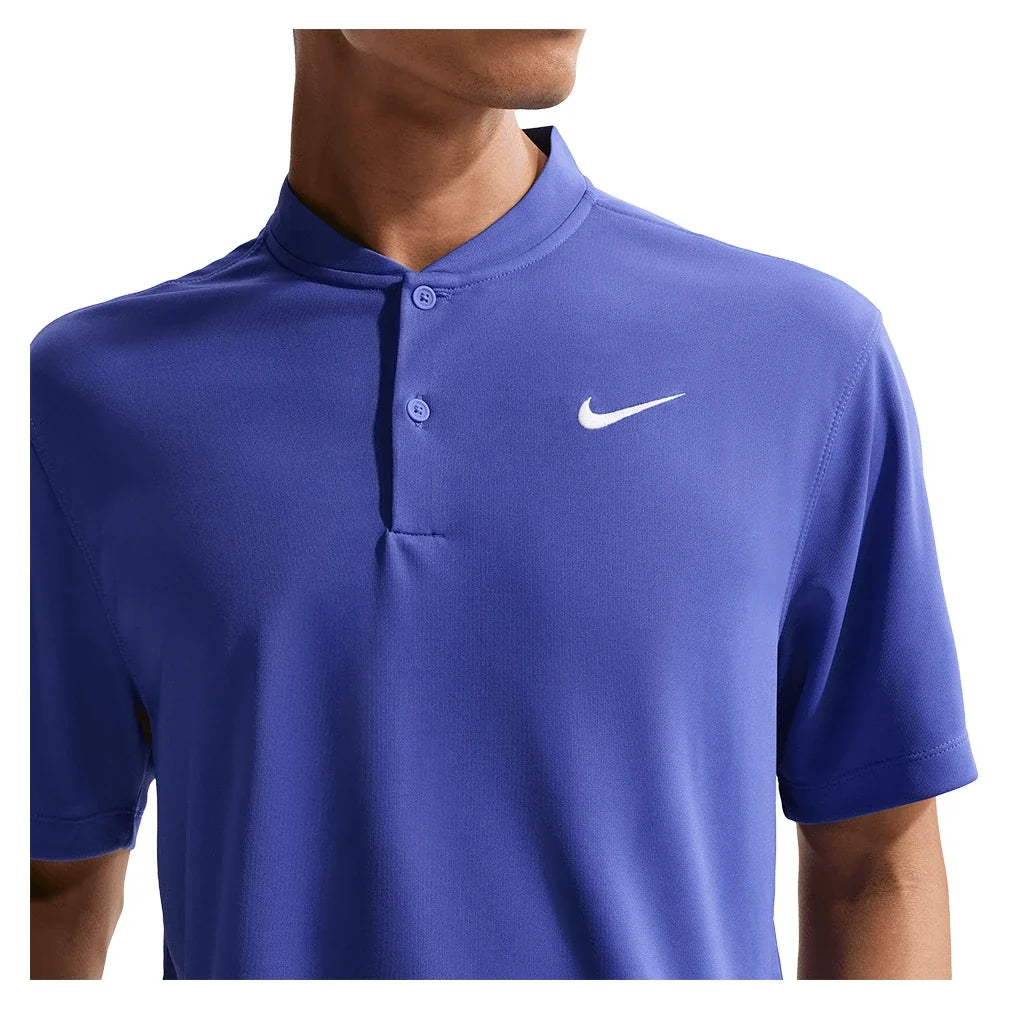 Men's Court Dri-FIT Blade Solid Tennis Polo Lapis and White-Apparel-Nike-DJ4167-430-6-Tennis Express