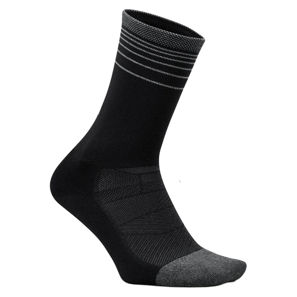Elite Light Cushion Reflective Mini Crew Socks,Socks,Feetures,M,938 Black Flash,Tennis Express,E90-F26-938-1