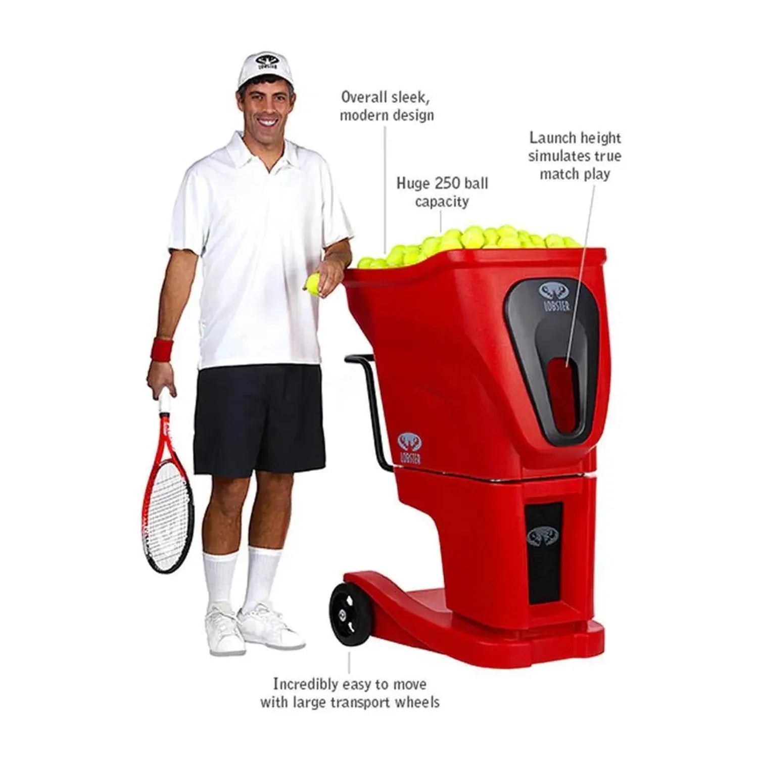 Phenom with 20-Function Remote Control Ball Machine-Court Equipment-Lobster-EC02.WF-43-Tennis Express