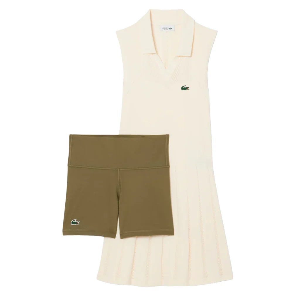 Women's On Court Tennis Dress and Shorts Lapland and Olive-Apparel-Lacoste-EF0615-AI1H25-3-Tennis Express