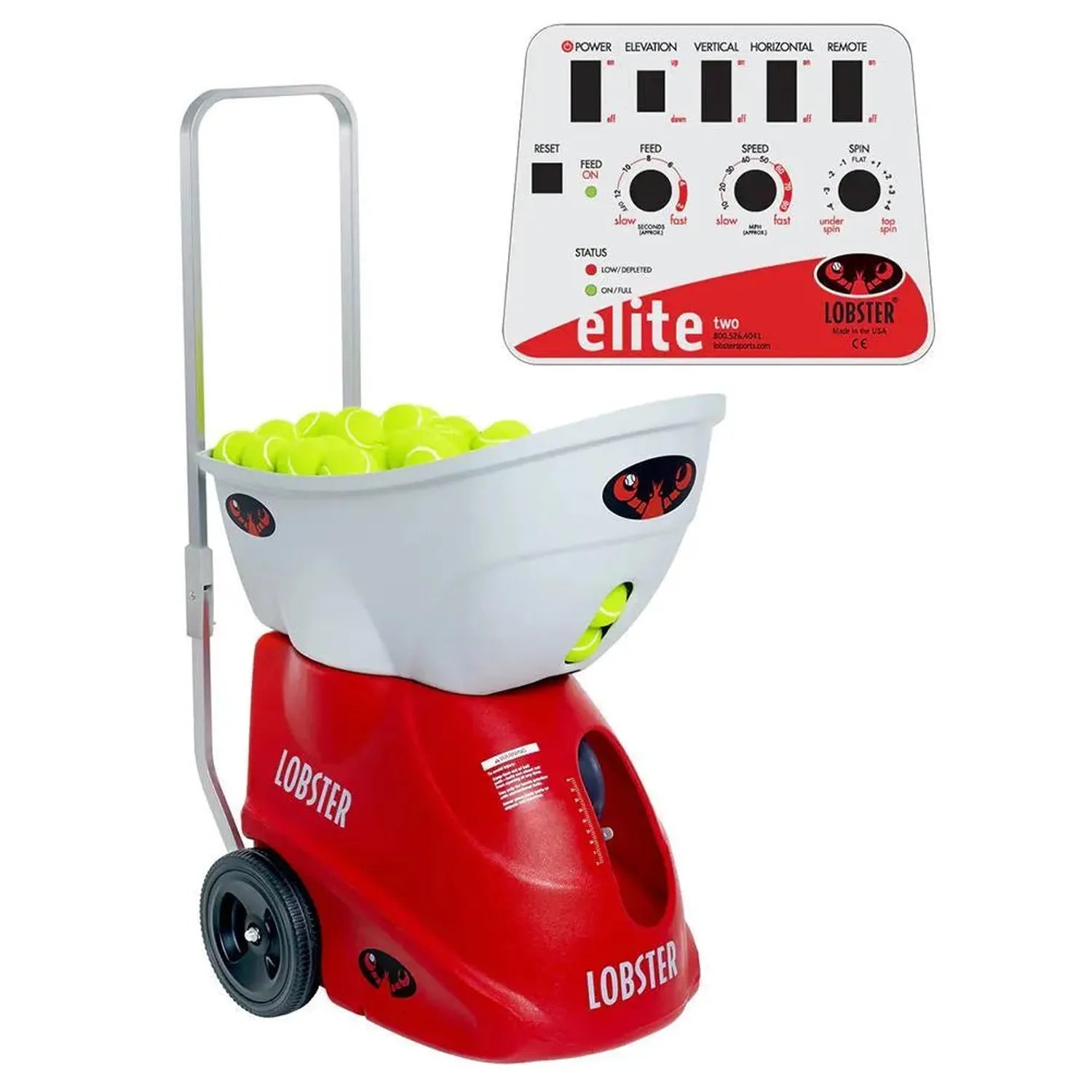 Elite Two with 10-Function Wi-Fi Remote Control for Apple Ball Machine-Court Equipment-Lobster-EL02.WF-2-Tennis Express
