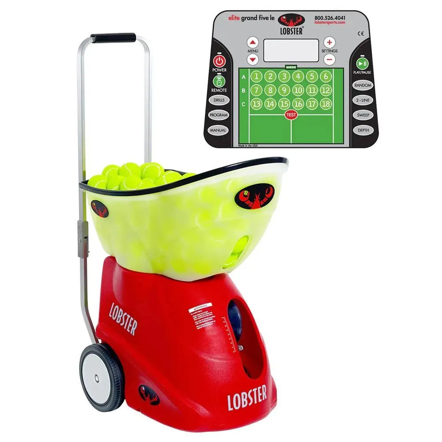 Elite Grand Five LE with 20-Function Remote Control Ball Machine-Court Equipment-Lobster-EL05LE-11-Tennis Express
