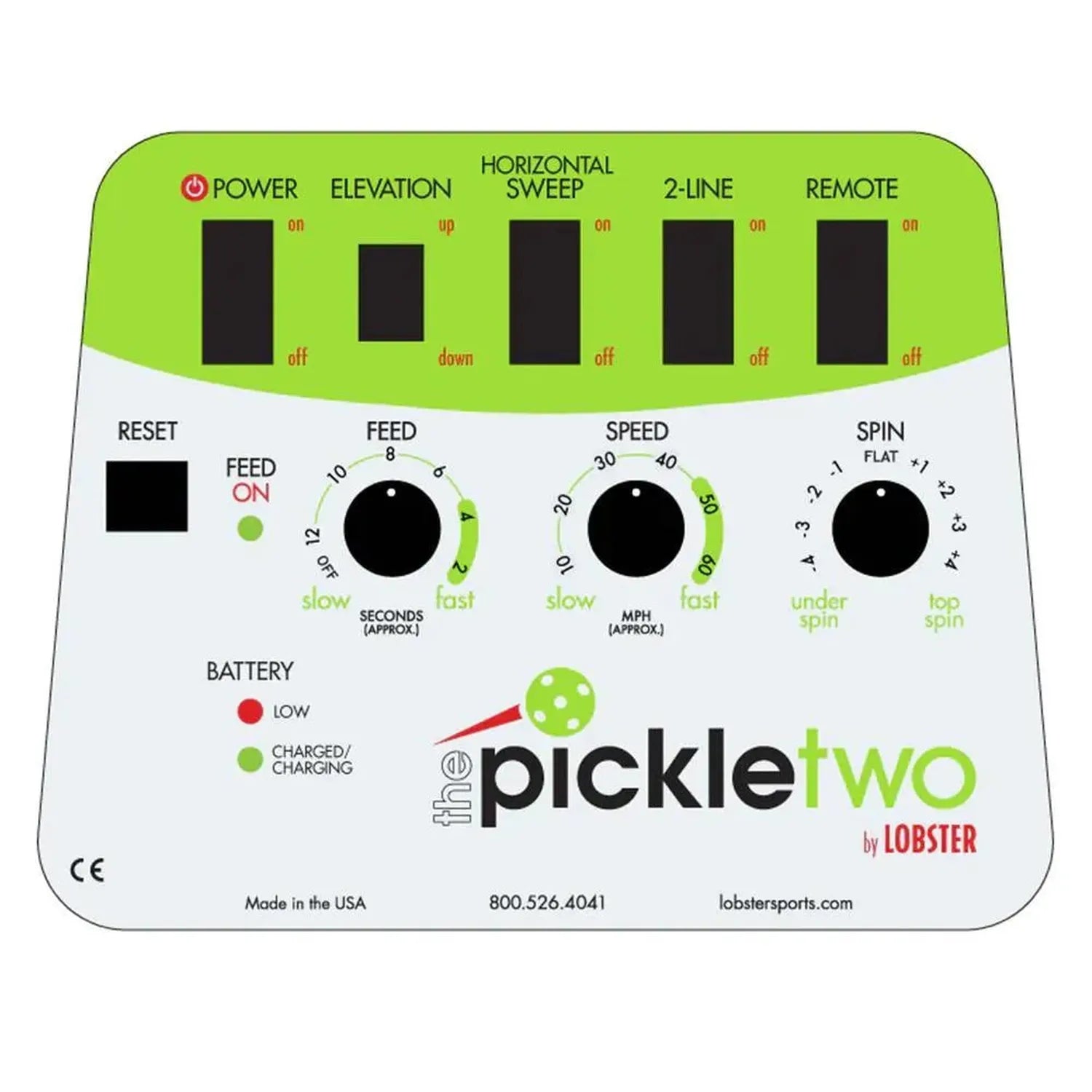Pickle Two with 10-Function Wi-Fi Remote Control for Apple Ball Machine-Court Equipment-Lobster-EL0P2.WF-4-Tennis Express