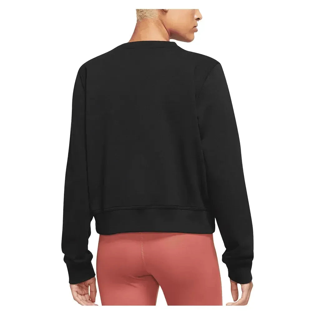Women's Dri-Fit One Crew-Neck French Terry Sweatshirt Black and Silver Check-Apparel-Nike-FB5125-010SILB-4-Tennis Express