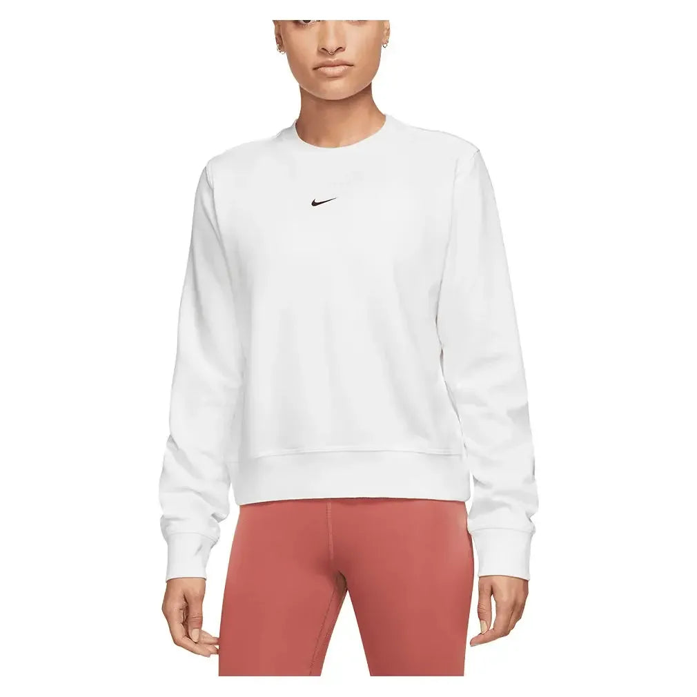 Women's Dri-Fit One Crew-Neck French Terry Sweatshirt White-Apparel-Nike-FB5125-100-Tennis Express
