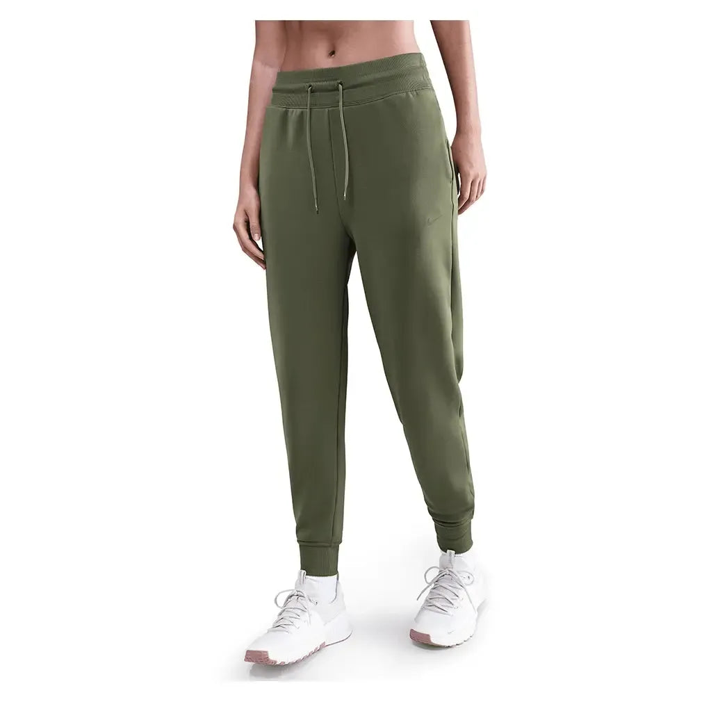 Women's Therma-FIT One High-Waisted 7/8 Joggers Medium Olive and White-Apparel-Nike-FB5431-222H25-Tennis Express