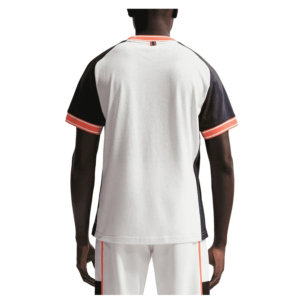 Men's Court Heritage Short Sleeve Tennis Top Sail and Dark Obsidian-Apparel-Nike-FN0318-133-4-Tennis Express