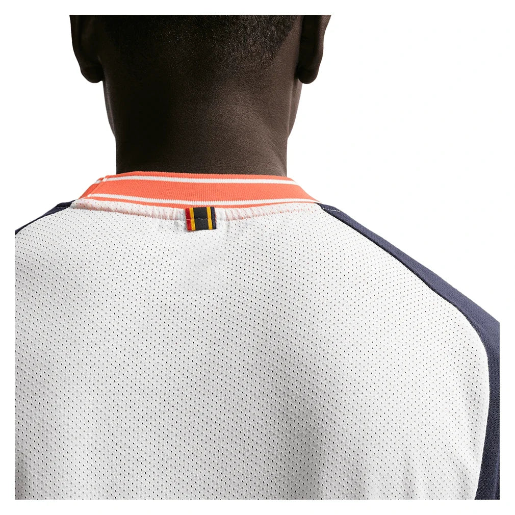Men's Court Heritage Short Sleeve Tennis Top Sail and Dark Obsidian-Apparel-Nike-FN0318-133-7-Tennis Express
