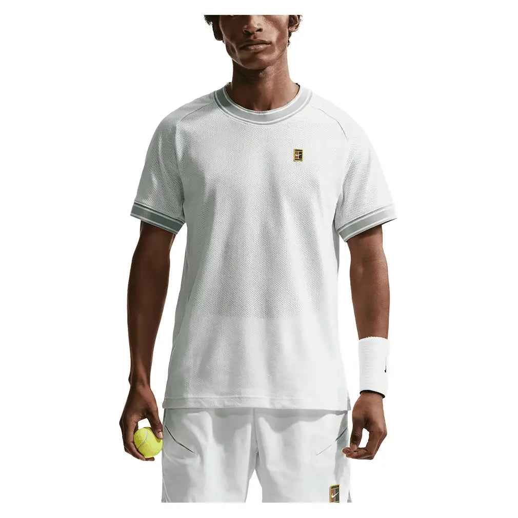 Men's Court Heritage Short Sleeve Tennis Top-Apparel-Nike-FN0318-U26-394-3-Tennis Express