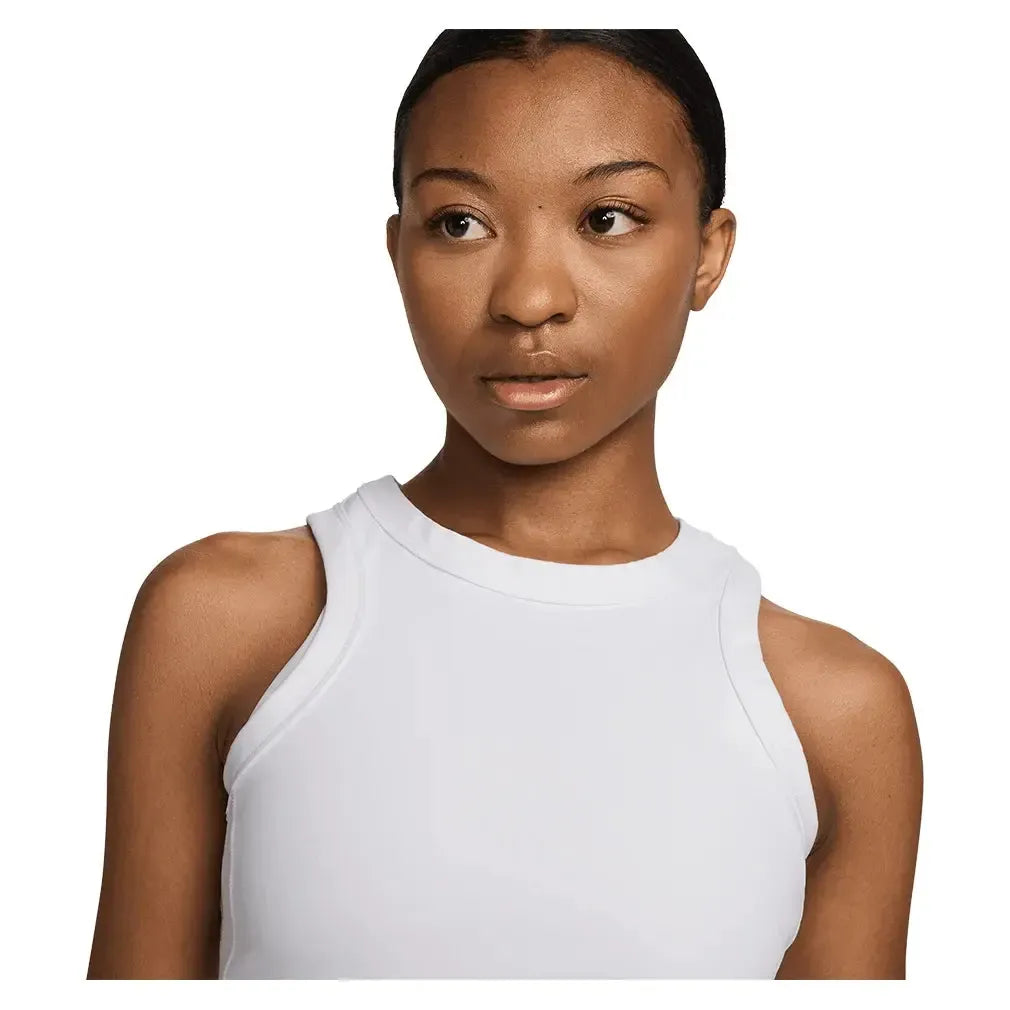 Women's One Fitted Dri-FIT Cropped Tennis Tank Top-Apparel-Nike-FN2806-100_3-Tennis Express