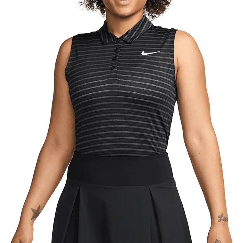 Women's Dri-Fit Victory Sleeveless Striped Tennis Polo-Apparel-Nike-FQ1824-010U25-Tennis Express