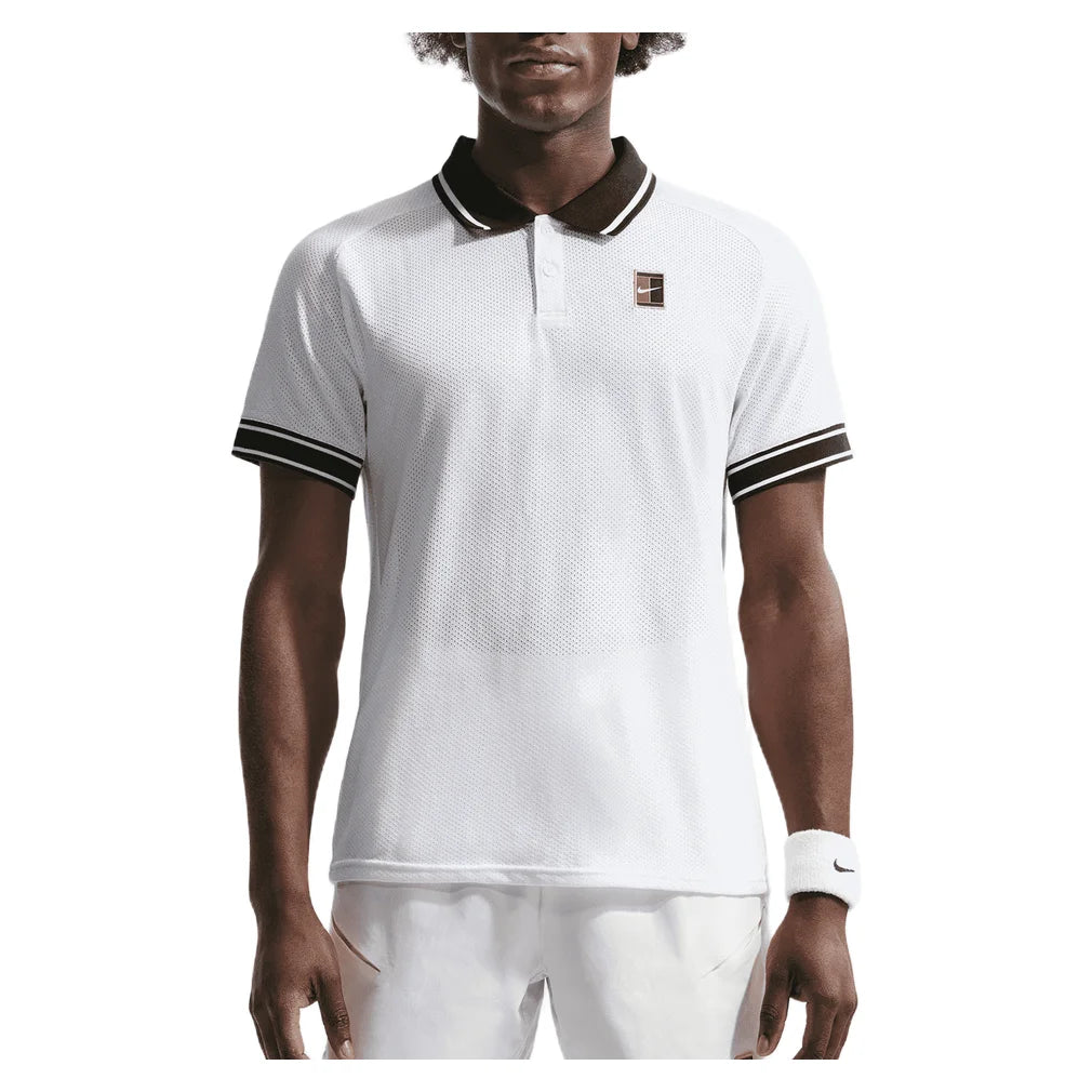 Mens Heritage Tennis Polo, Nike, 100 White/Black, Padel Express, FQ2101-B-100-WHITE-BLACK-1