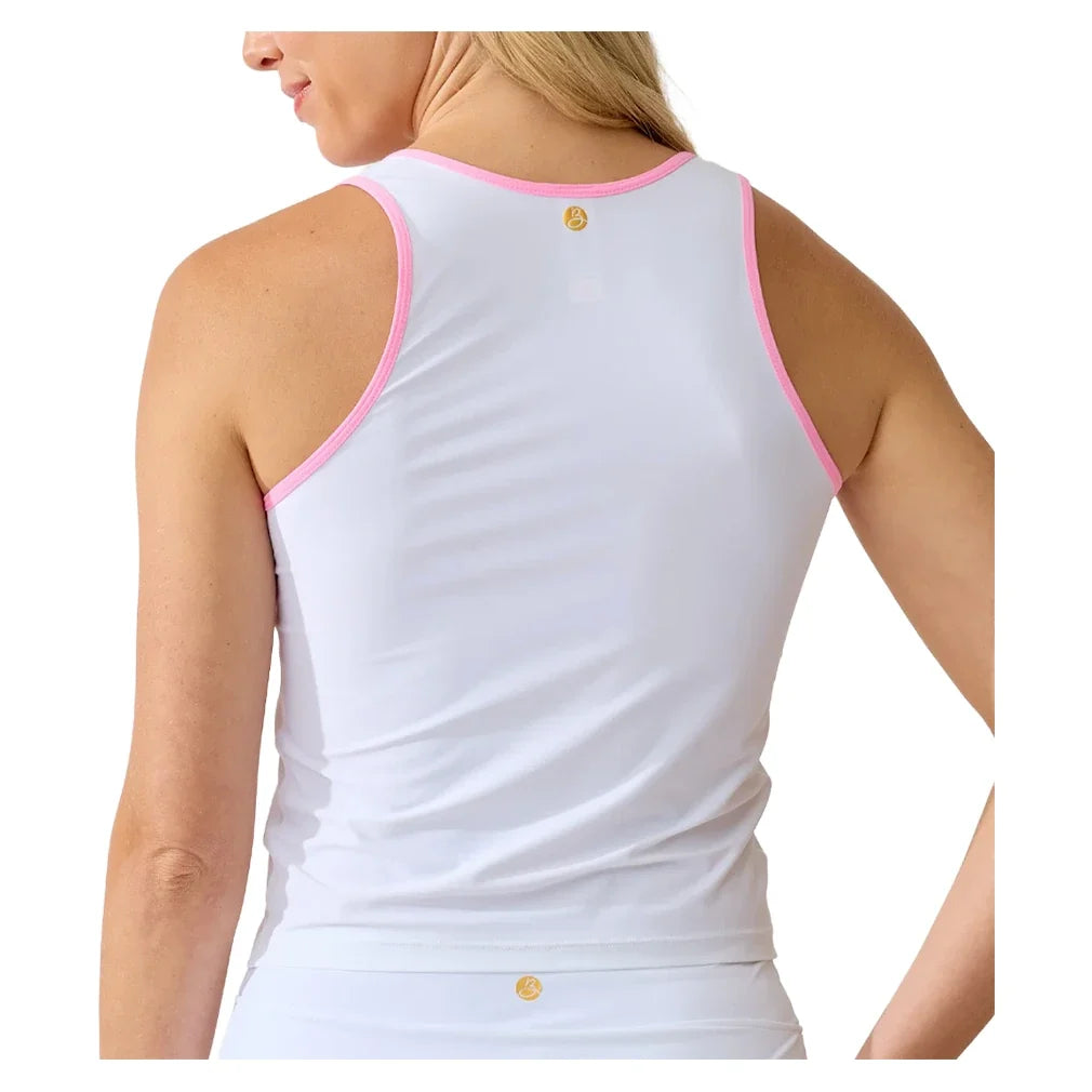 Women's Farah Tennis Tank White and Pink Sorbet,Apparel,Bobbe,,,Tennis Express,FR-FT-1106-3