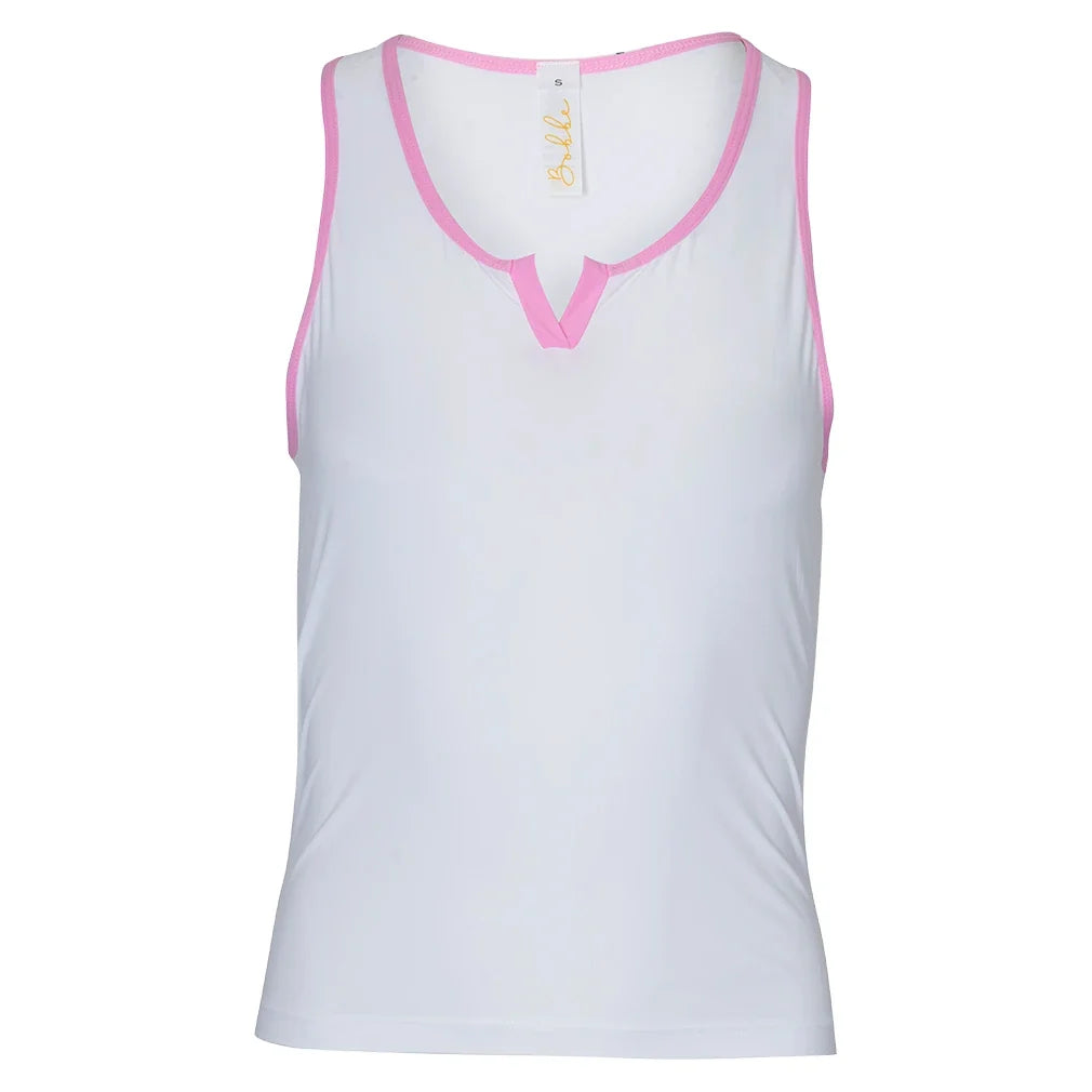 Women's Farah Tennis Tank White and Pink Sorbet,Apparel,Bobbe,White/Pink Sorbet,XS,Tennis Express,FR-FT-1106
