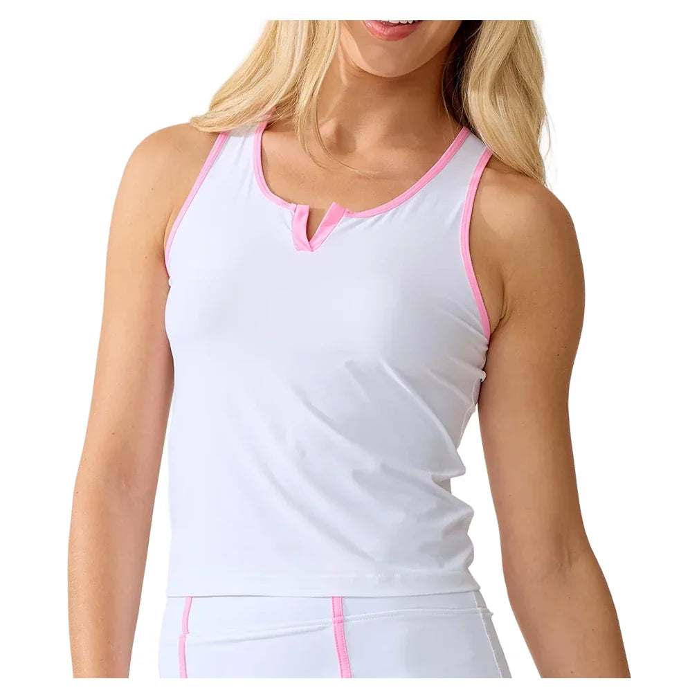 Women's Farah Tennis Tank White and Pink Sorbet,Apparel,Bobbe,White/Pink Sorbet,XS,Tennis Express,FR-FT-1106_b670b2a0-8b40-4a8e-a84e-fd8816bac039