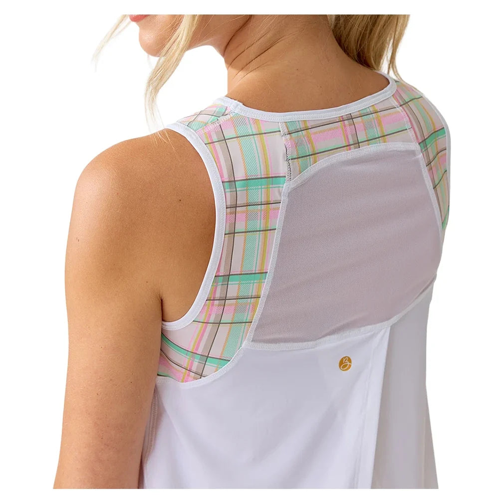 Women's Swing Tennis Tank White and Puffplaid,Apparel,Bobbe,,,Tennis Express,FR-ST-1117-2