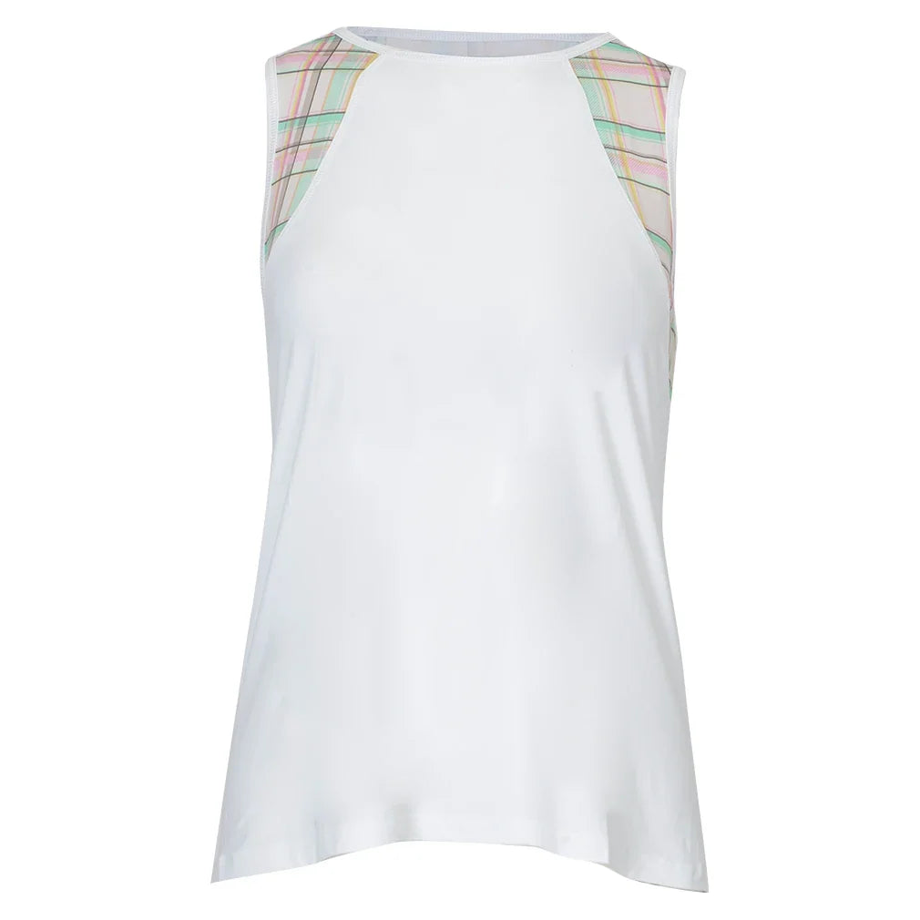 Women's Swing Tennis Tank White and Puffplaid,Apparel,Bobbe,White/Puffplaid,XS,Tennis Express,FR-ST-1117_b5b5ac55-9259-4467-9ab6-2e9d93ec276a