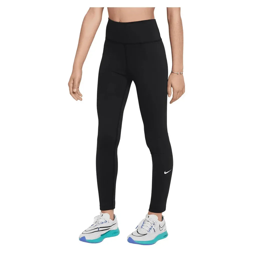 Girls' One Dri-FIT High-Waisted Training Leggings-Apparel-Nike-FZ5605-010-Tennis Express