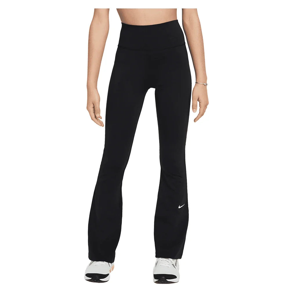 Girls' One Dri-FIT Flared Sports Leggings,Apparel,Nike,Black/White,XS,Tennis Express,FZ5609-010