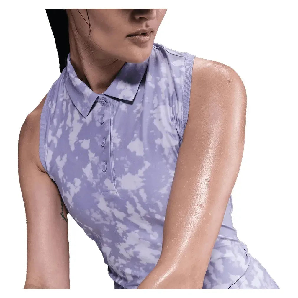Women's Dri-FIT Victory Sleeveless Print Tennis Polo Lilac Ice and White-Apparel-Nike-FZ6891-533U25-6-Tennis Express