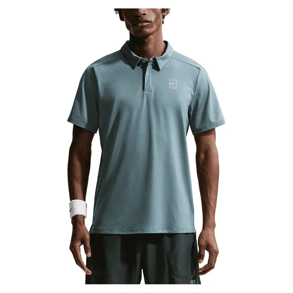 Men's Court Dri-FIT Advantage Tennis Polo Mineral Slate and White,Apparel,Nike,Mineral Slate/White,XS,Tennis Express,FZ6907-382-3