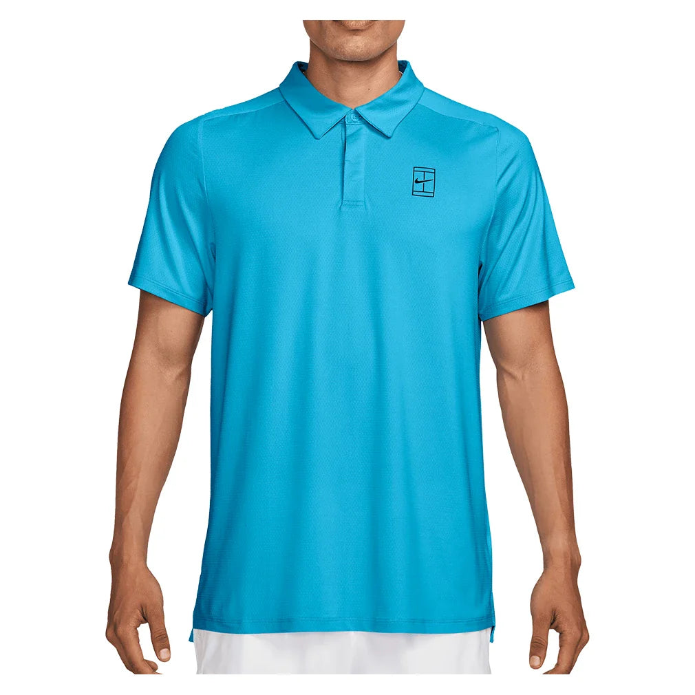 Men's Court Dri-FIT Advantage Tennis Polo,Apparel,Nike,416 Baltic Blue/Black,XS,Tennis Express,FZ6907-416