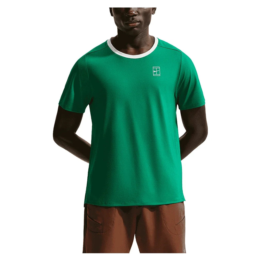 Men's Court Dri-FIT Advantage Tennis Top Malachite and White-Apparel-Nike-FZ6910-365-3-704538Tennis Express