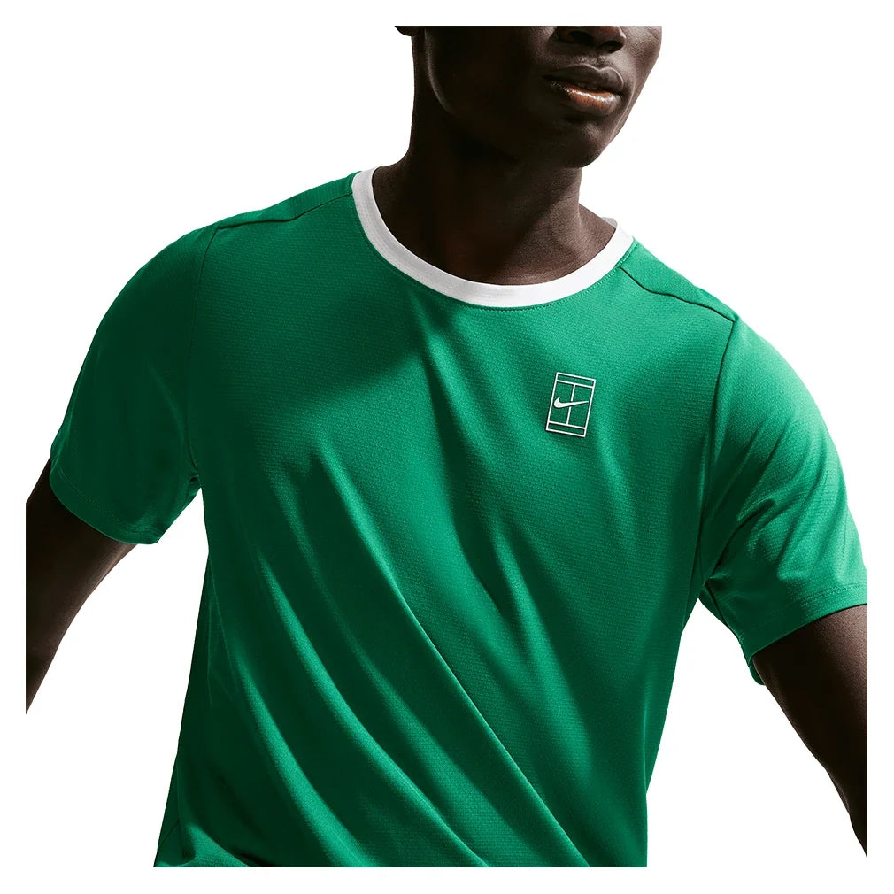 Men's Court Dri-FIT Advantage Tennis Top Malachite and White-Apparel-Nike-FZ6910-365-6-Tennis Express
