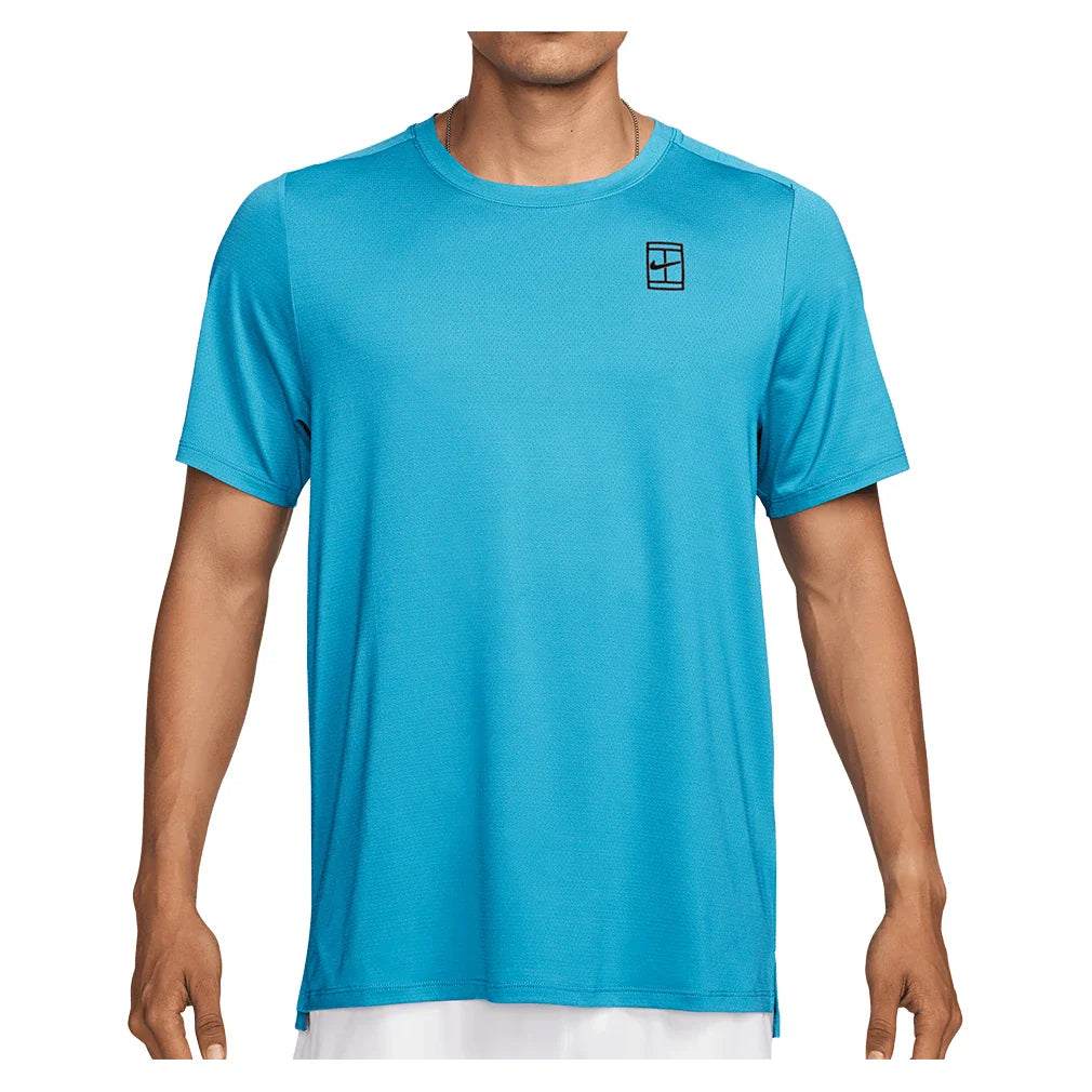 Men's Court Dri-FIT Advantage Tennis Top,Apparel,Nike,416 Baltic Blue/Black,XS,Tennis Express,FZ6910-416