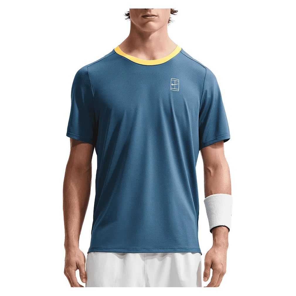 Men's Court Dri-FIT Advantage Tennis Top New Slate and Laser Orange,Apparel,Nike,New Slate/Laser Orange,XS,Tennis Express,FZ6910-438