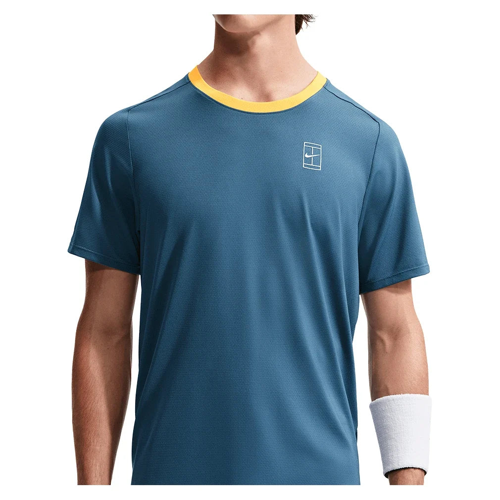 Men's Court Dri-FIT Advantage Tennis Top New Slate and Laser Orange,Apparel,Nike,,,Tennis Express,FZ6910-438_5
