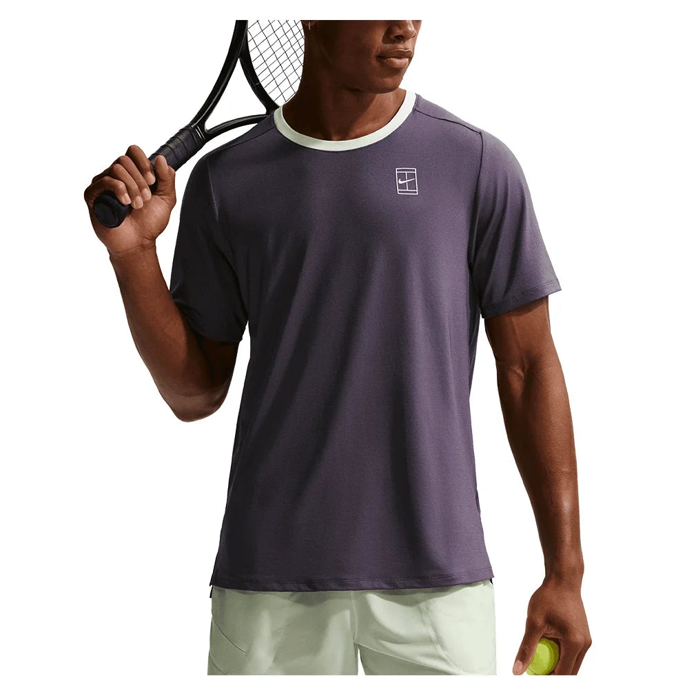 Men's Court Dri-FIT Advantage Tennis Top Dark Raisin and Volt Tint-Apparel-Nike-FZ6910-573-3-704544Tennis Express