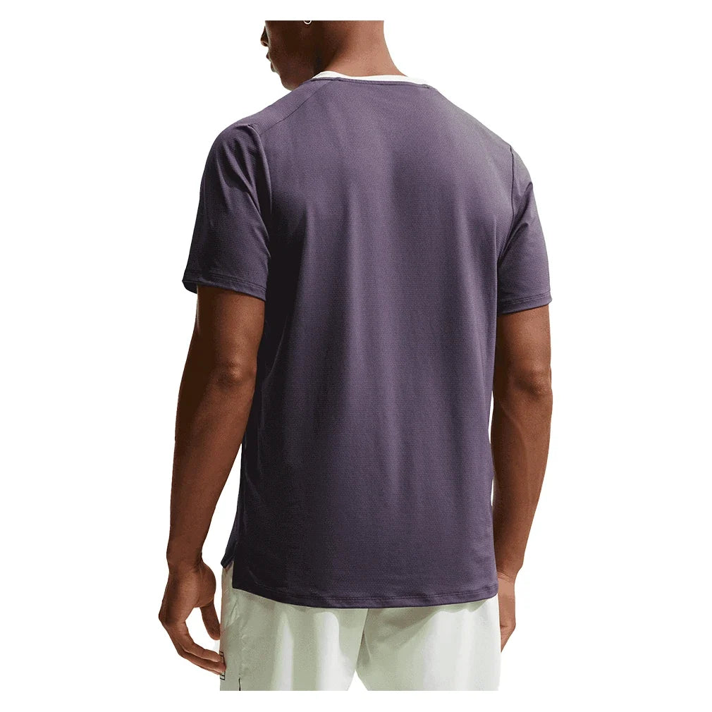Men's Court Dri-FIT Advantage Tennis Top Dark Raisin and Volt Tint-Apparel-Nike-FZ6910-573-4-Tennis Express