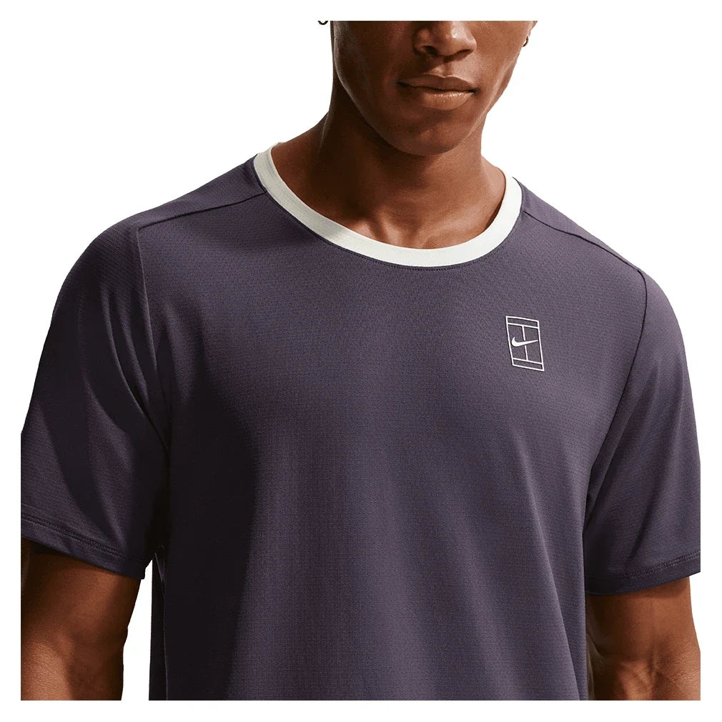 Men's Court Dri-FIT Advantage Tennis Top Dark Raisin and Volt Tint-Apparel-Nike-FZ6910-573-6-Tennis Express