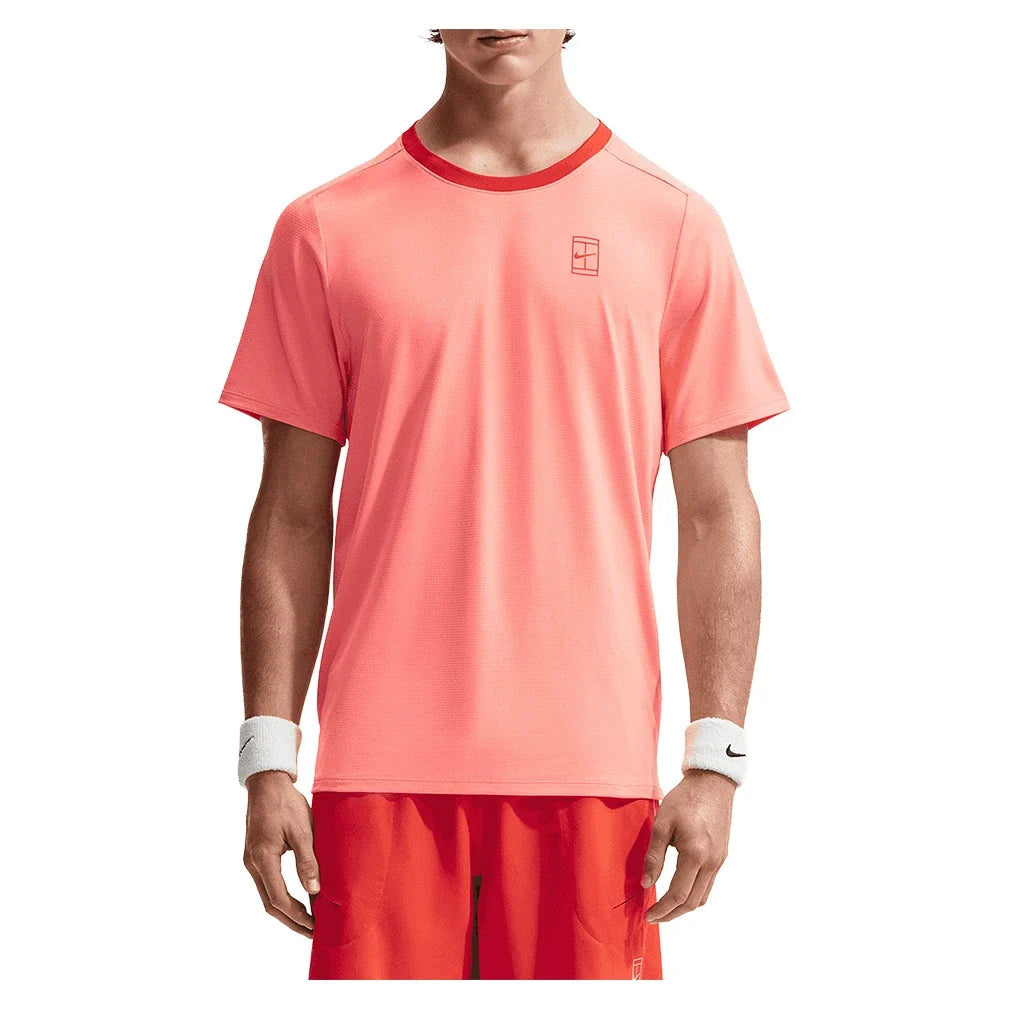 Men's Court Dri-FIT Advantage Tennis Top,Apparel,Nike,605 Atomic Pink/Picante Red,XS,Tennis Express,FZ6910-605