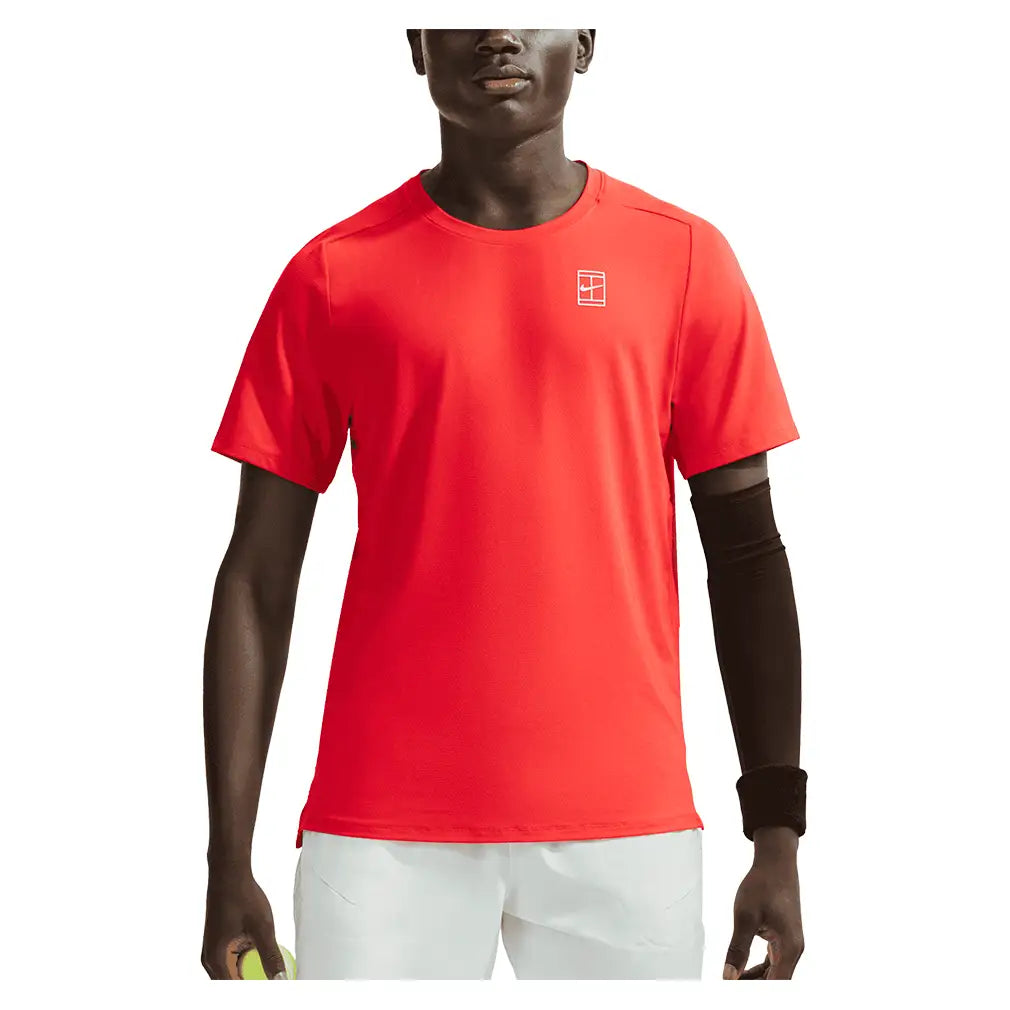 Men's Court Dri-FIT Advantage Tennis Top,Apparel,Nike,673 Chile Red/White,XS,Tennis Express,FZ6910-U26-673-3