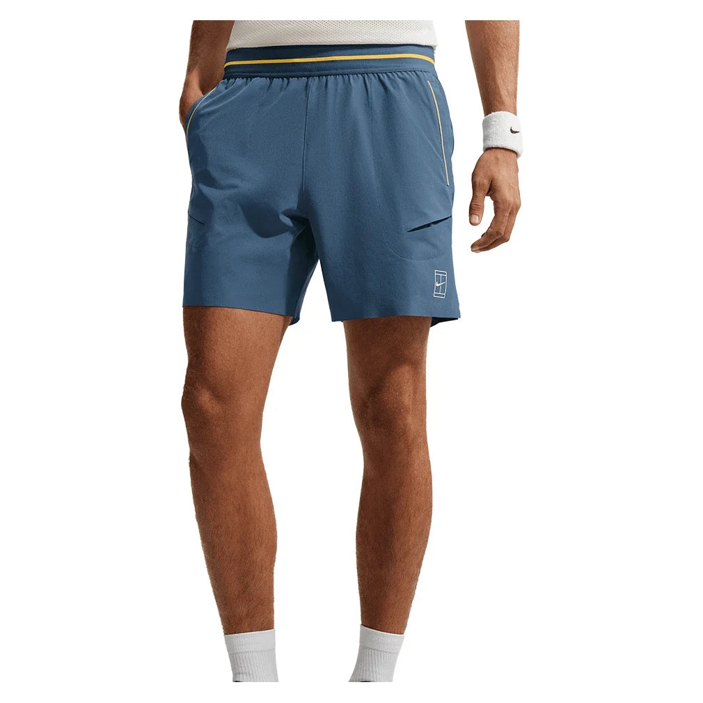 Men's Court Dri-FIT Advantage 6 Inch Tennis Short New Slate and Laser Orange,Apparel,Nike,,,Tennis Express,FZ6913-438_3