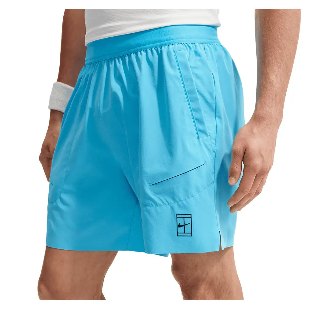 Men's Court Dri-FIT Advantage 6 Inch Tennis Short,Apparel,Nike,416 Baltic Blue/Black,XS,Tennis Express,FZ6913-F26-416-3