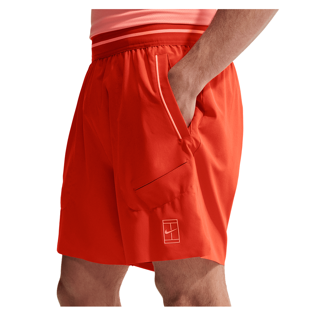 Men's Court Dri-FIT Advantage 6 Inch Tennis Short,Apparel,Nike,633 Picante Red/Atomic Pink,XS,Tennis Express,FZ6913-F26-633-3