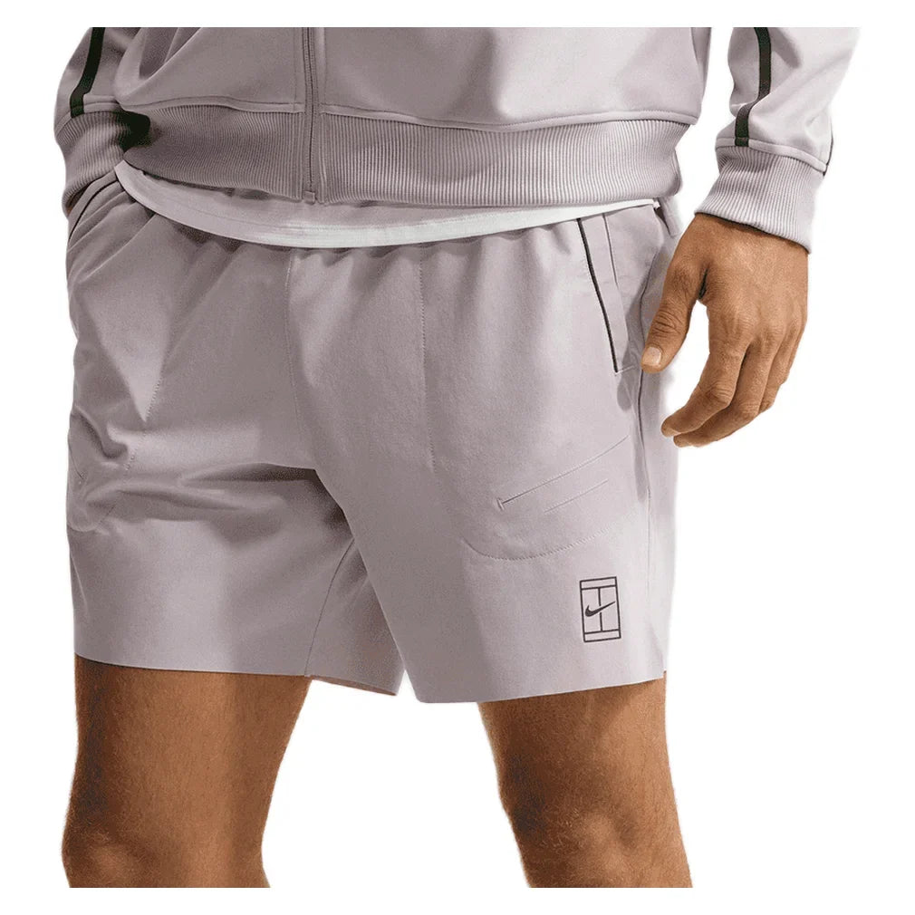 Men's Court Dri-FIT Advantage 6 Inch Tennis Short, Nike, 022 Silver Lilac/Gridiron, Tennis Express, FZ6913-H26-022-SILVER-LILAC-GRIDIRON-1
