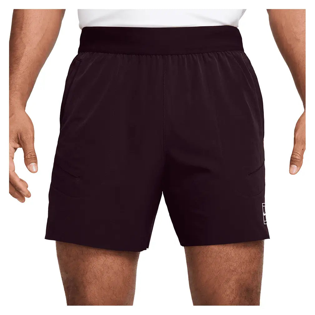Men's Court Dri-FIT Advantage 6 Inch Tennis Short,Apparel,Nike,647 Burgundy Ash/White,XS,Tennis Express,FZ6913-U26-647-3