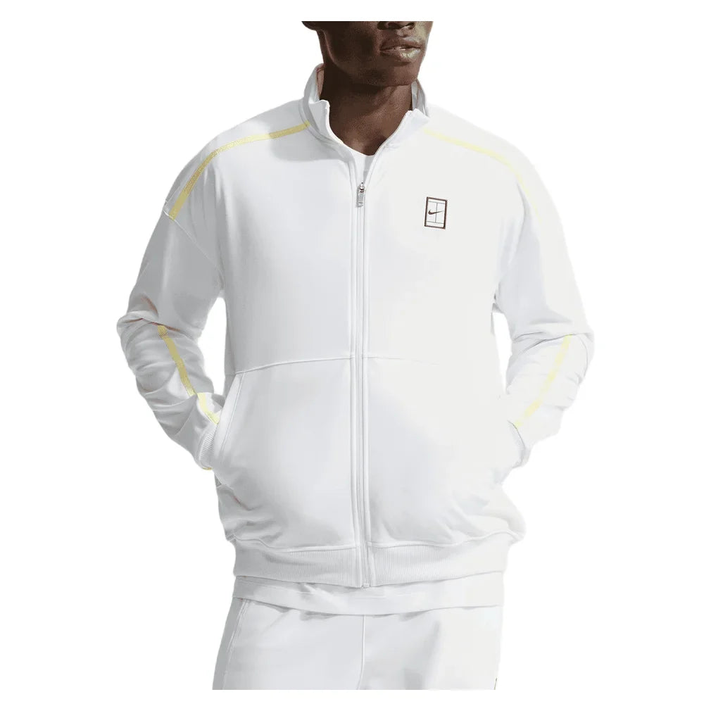 Men's Court Heritage Tennis Jacket, Nike, 102 White/Luminous Green, Tennis Express, FZ6925-H26-102-WHITE-LUMINOUS-GREEN-1