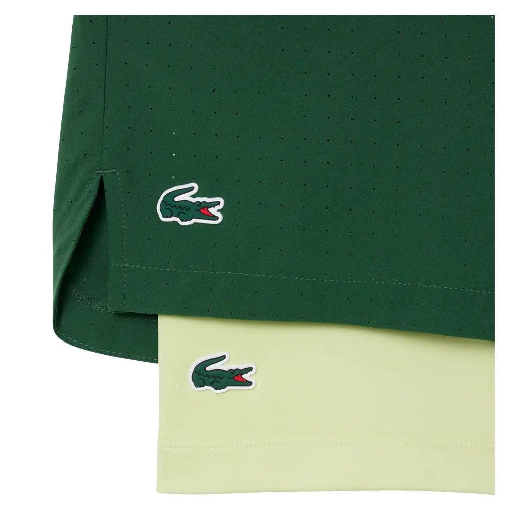 Men's Official Roland Garros Players Tennis Short Green and Sencha,Apparel,Lacoste,,,Tennis Express,GH0336-3I3-6