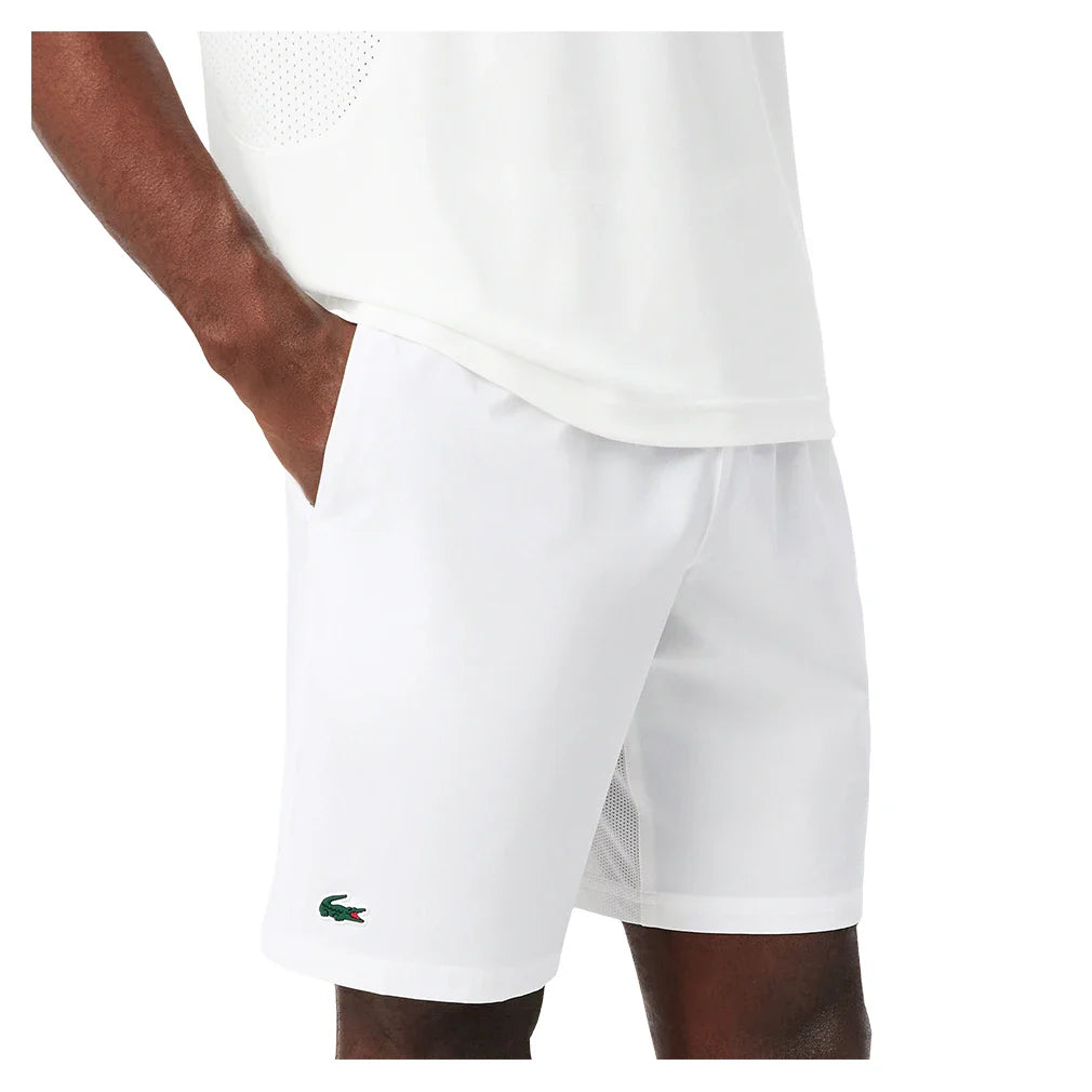 Men's Novak Djokovic Tennis Short White and Buffalo,Apparel,Lacoste,White/Buffalo,S,Tennis Express,GH7413-3IN