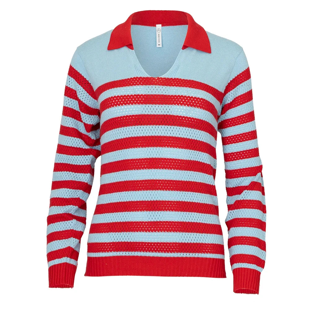 Women's Haley Sweater Light Blue and Red,Apparel,Bubble,Light Blue/Red,XS,Tennis Express,HALS-LBR